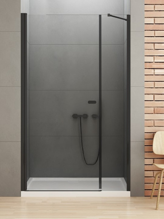 Drzwi wnękowe NEW SOLEO BLACK 1D U 140x195 szkło czyste 6mm Active Shield 2.0