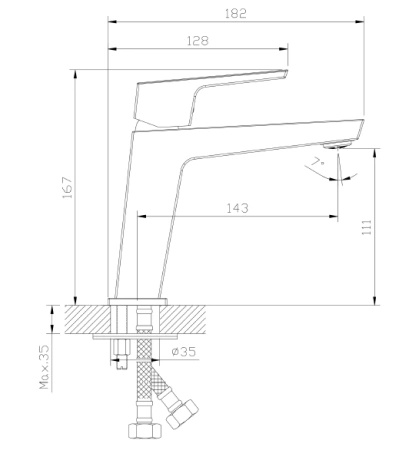 Bateria umywalkowa stojąca, chrom