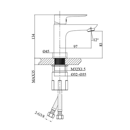 Bateria umywalkowa Spark Brushed Gold