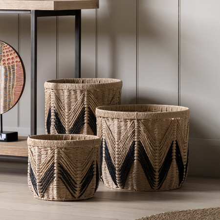 Cameroon Baskets Natural & Black (Set of 3)