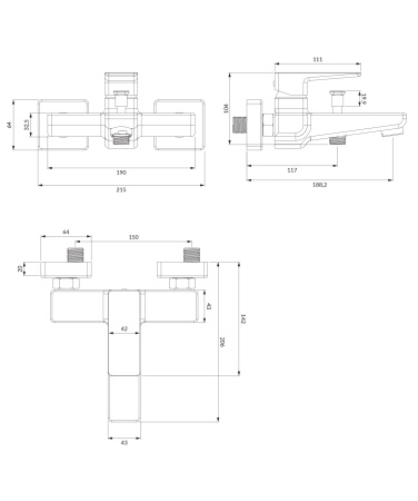 PARMA bateria wannowa, grafit szczotkowany