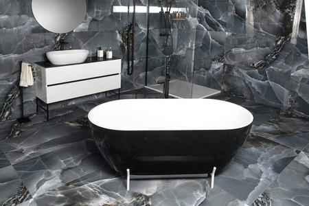 REDUTA wanna wolnostojąca 150x75x46cm, kompozyt, czarny/biały