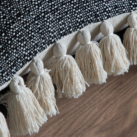 Woven Cushion with Tassels Black 450x450mm