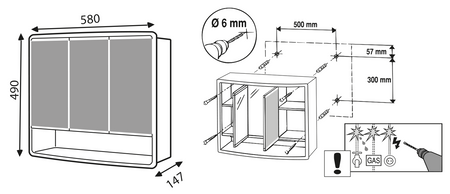 LYMO szafka z lustrem 58x49x14,7cm, plastik