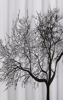 Zasłonka prysznicowa 180x200cm, polyester, czarno/biała, drzewo
