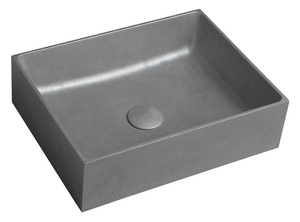 FORMIGO umywalka betonowa nablatowa, 47,5x36,5cm, srebrny mat