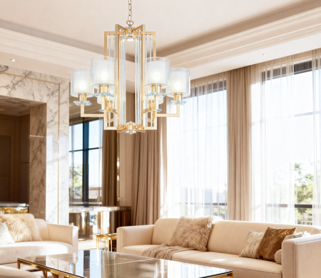 NOWOCZESNA LAMPA WISZĄCA ZŁOTA MANHATTAN W6