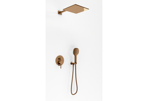 Axel BRUSHED COPPER Zestaw prysznicowy z deszczownicą 25cm