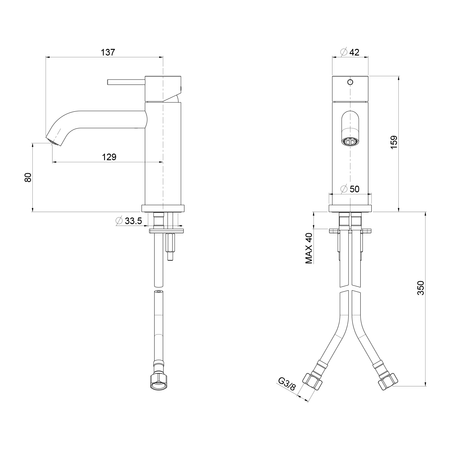 ULTRAMIX bateria umywalkowa bez odpływu, złoto mat