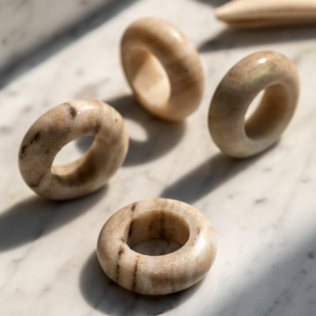 Novi Napkin Rings Set of 4 Beige Marble 58x58x20mm