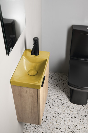 AGOS umywalka betonowa, 40x22cm, lewa/prawa, żółty półpołysk