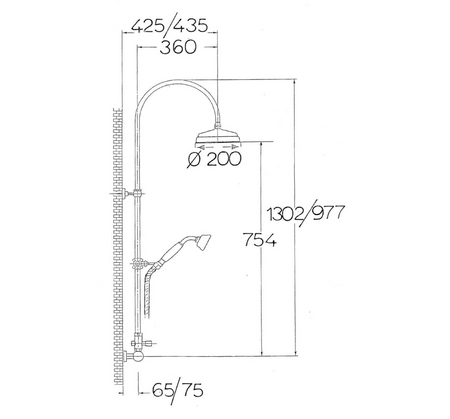 VANITY zestaw prysznicowy z podłączeniem do baterii, deszczownia i główka prysznicowa, brąz