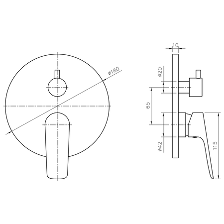 SCHMITZ bateria prysznicowa podtynkowa, 2-funkcyjna, części górne, chrom