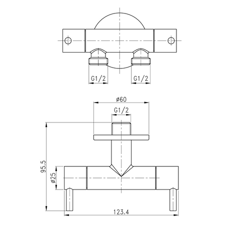 Podwójny zawór do podłączenia prysznica bidetowego oraz WC, chrom