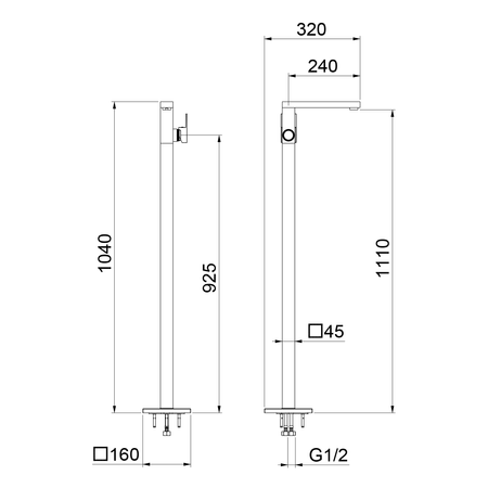 SPECTRE bateria umywalkowa do podłogi, chrom