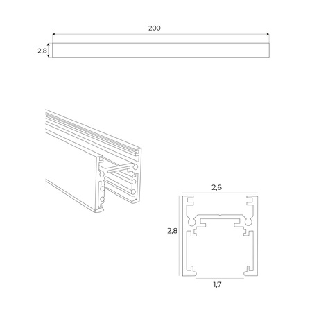 Maxlight MT0012 Szyna Magnetyczna Płytka Natynkowa 2m Czarna