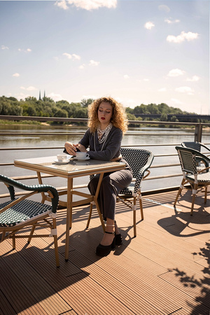 Krzesło ogrodowe CAFE MIRAMAR turkus /    morski rattan