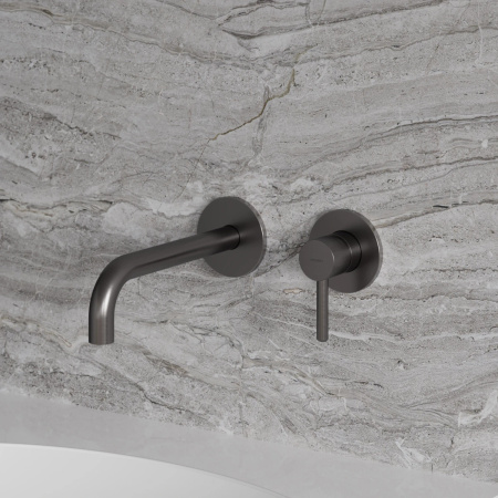 Y bateria umywalkowa podtynkowa z długą wylewką, grafit szczotkowany