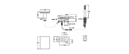 QM trzyelementowa bateria na brzeg wanny, Follow me, chrom