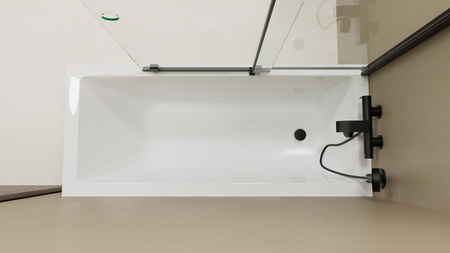 ROLLS BLACK parawan wannowy 1000x1500mm, szkło czyste