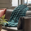 Ribbed Faux Fur Throw Teal 1300x1700mm