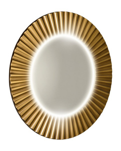 PRIDE okrągłe lustro z oświetleniem LED w ramie średnica 75cm, brąz