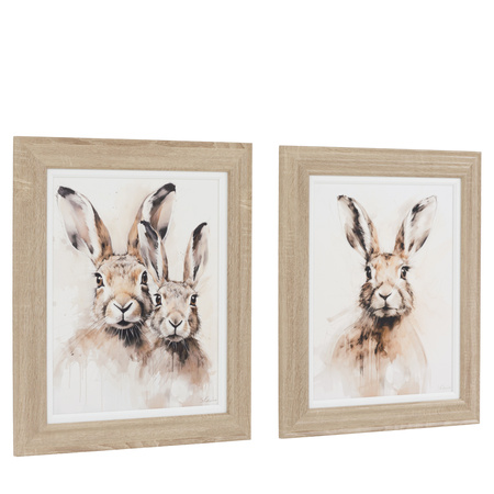Obraz w ramie „Woodland Whiskers” – brązowy, 30,5 × 3,2 × 30,5 cm, zestaw 2 szt.