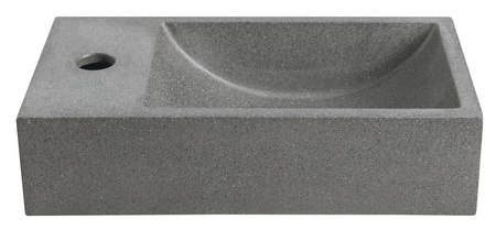 CREST L umywalka betonowa z korkiem, 40x22cm, czrany granit