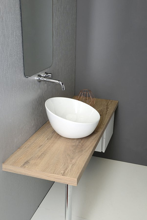 DOME OBLIQUO umywalka ceramiczna nablatowa wysoka , Ø 44,5cm, biały