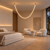 Lampa wisząca SNAKE LED 300 cm - elastyczny przewód LED, 3000K, złote uchwyty