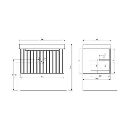 NELIO STRIP szafka umywalkowa 76,5x44x49cm, agila