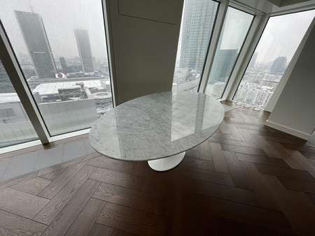 Stół TULIP ELLIPSE MARBLE CARRARA 200     biały - marmur, metal