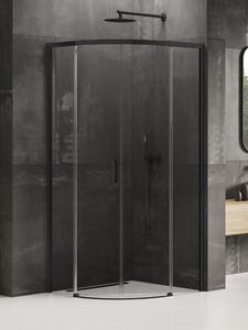 Kabina prysznicowa PRIME BLACK  2D półokrągła R55 80x80x200 szkło czyste 6mm Active Shield 2.0