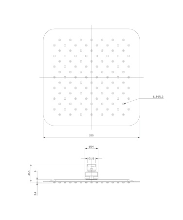 ULTRA SLIMLINE deszczownica, 25 x 25 cm, chrom połysk