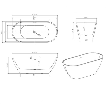 Wanna wolnostojąca Irun 1600