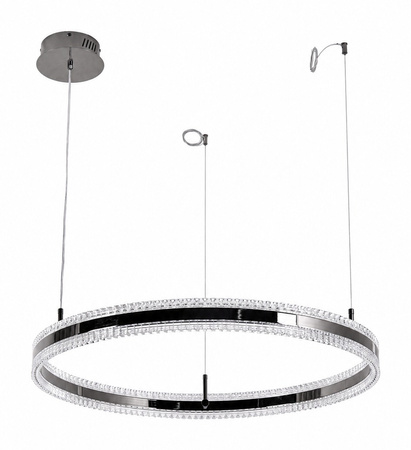 Lampa wisząca ARKADIA LED 80 cm - tytanowa z kryształowym pierścieniem