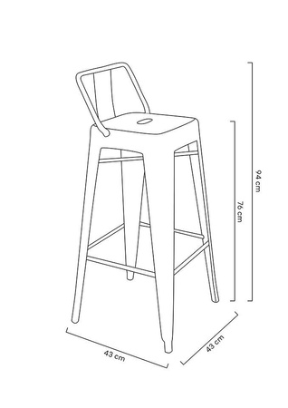 Krzesło barowe TOWER BACK 76 (Paris) metal