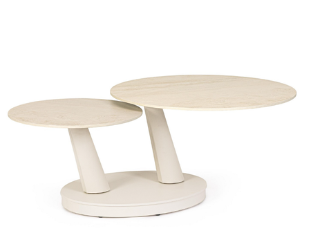 BIZZOTTO Stolik kawowy JOEL IVORY 80–126,5 cm – rozkładany, efekt marmuru, nowoczesny design
