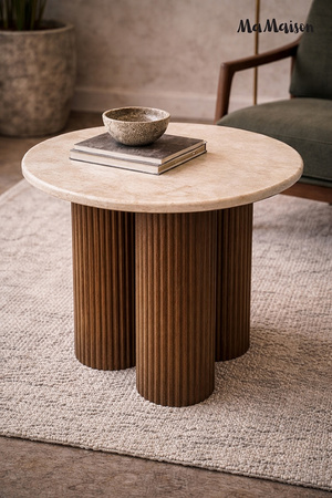 MaMaison stolik RAGNO 50 marmur / drewno