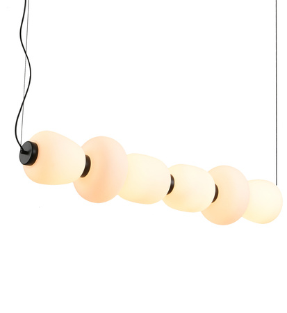 Lampa wisząca BRILLA-6, 125 cm - LED, czarny stelaż, nieregularne białe kule