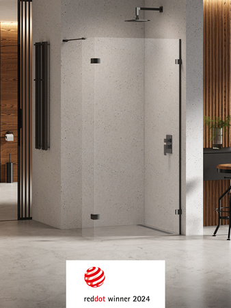 NZ2 Kabina prysznicowa EVENTA BLACK CHROME WALK-IN U 50x200 szkło czyste 8mm Active Shield 2.0