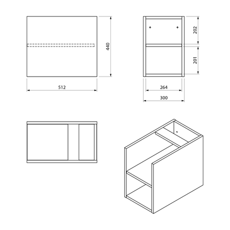 LOREA szafka wisząca dolna 30x44x51,2cm, dąb Alabama