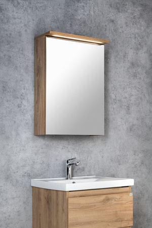 KAWA STRIP szafka z lustrem, oświetlenie LED 50x70x22cm, dąb emporio