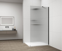 ESCA BLACK MATT jednoczęściowa kabina przysznicowa Walk-In, montaż przy ścianie, szkło Flute, 1100 mm