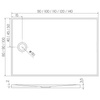 Brodzik NEX konglomeratowy prostokątny 100x80x3,5 biały, gł.2cm, fi 90