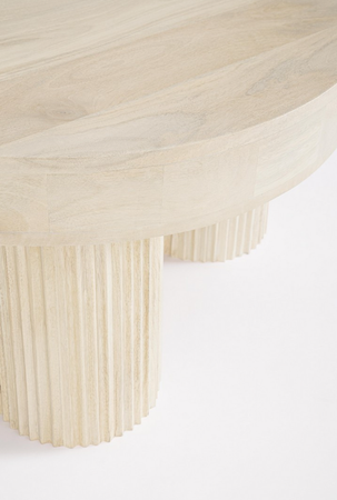 BIZZOTTO Stolik kawowy DACCA 75 cm – naturalne drewno mango, okrągły stolik designerski