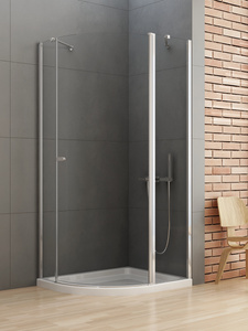 NZ4 Kabina prysznicowa NEW SOLEO 1D P półokrągła asymetryczna 80x90x195 szkło czyste 6mm Active Shield 2.0 2.0