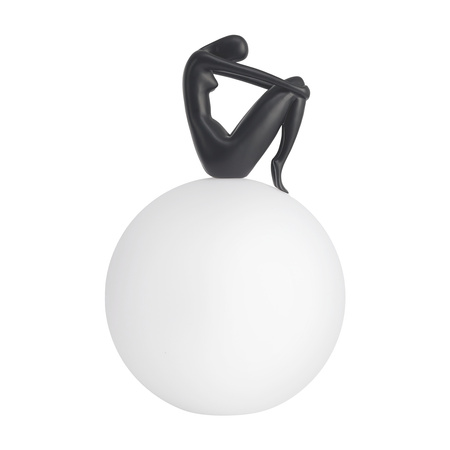 Lampa stołowa WOMAN-2 ,47 cm - czarna figura, biały klosz