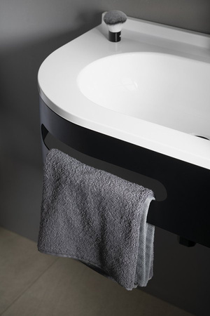 PULSE wspornik z wieszakiem na ręczniki, prawy, czarny mat