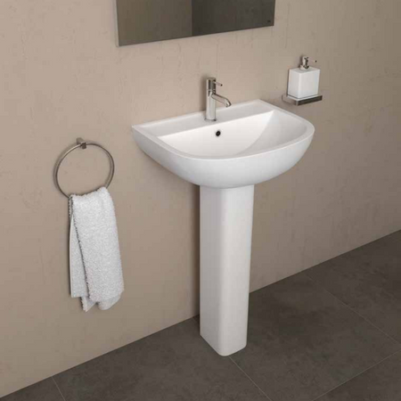 COMPACT Umywalka podwieszana 50x38 cm z otworem biały połysk 